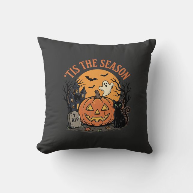 Funny Pumpkin Halloween Pun Design2 (2)_1 Throw Pillow (Front)