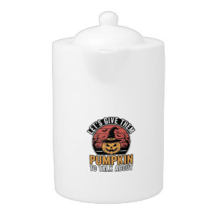 Funny Pumpkin Halloween Vintage Shirt Design_1 Teapot