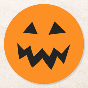 Funny pumpkin head carving Halloween party coaster
