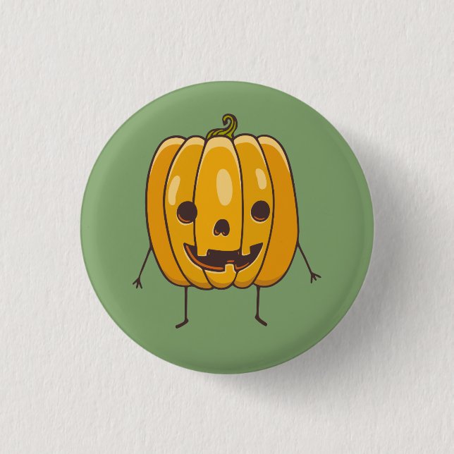 Funny Pumpkin Illustration Button (Front)