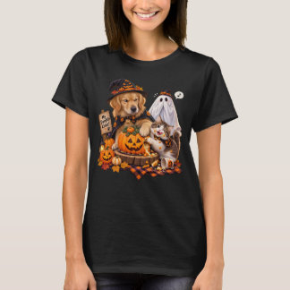 Funny Pumpkin Pie Cat Dog Halloween Ghost T-Shirt