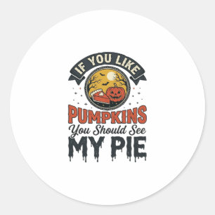 Funny Pumpkin Pie Halloween Vintage Shirt Design_1 Classic Round Sticker