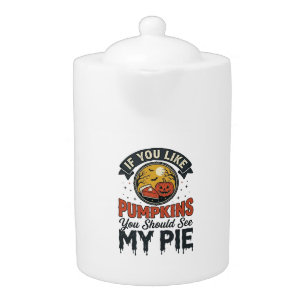 Funny Pumpkin Pie Halloween Vintage Shirt Design_1 Teapot