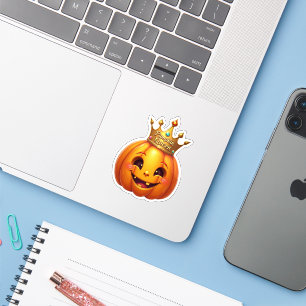 Funny Pumpkin Queen Smiling Face Sticker