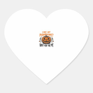 Funny Pumpkin Skeleton Halloween Pie Shirt_1 Heart Sticker