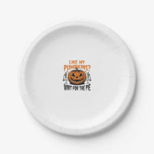 Funny Pumpkin Skeleton Halloween Pie Shirt_1 Paper Plates