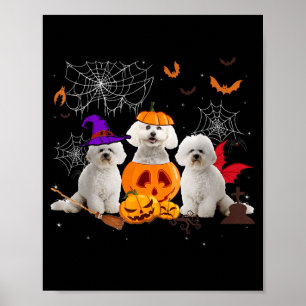 Funny Pumpkin Witch Bichon Frise Dog Halloween Poster