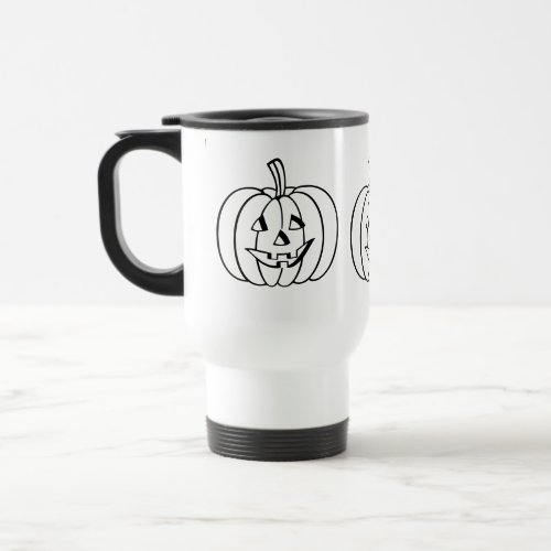 Funny pumpkin with cut out face halloween travel mug