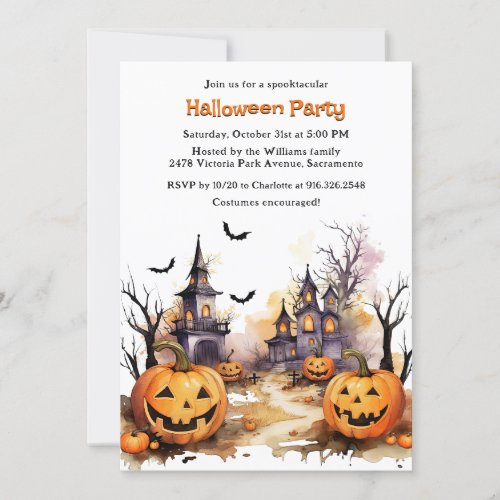 Funny Pumpkins Ghosts Kids Halloween Party Invitation