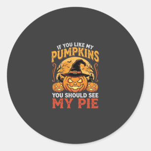 Funny Pumpkins Halloween Pie Design_1 Classic Round Sticker