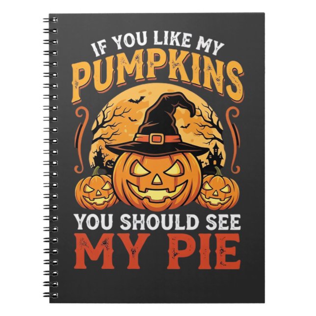 Funny Pumpkins Halloween Pie Design_1 Notebook (Front)
