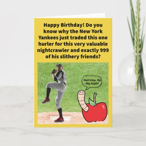 Funny Pun A Pitcher is Worth a 1000 Worms Birthday Card