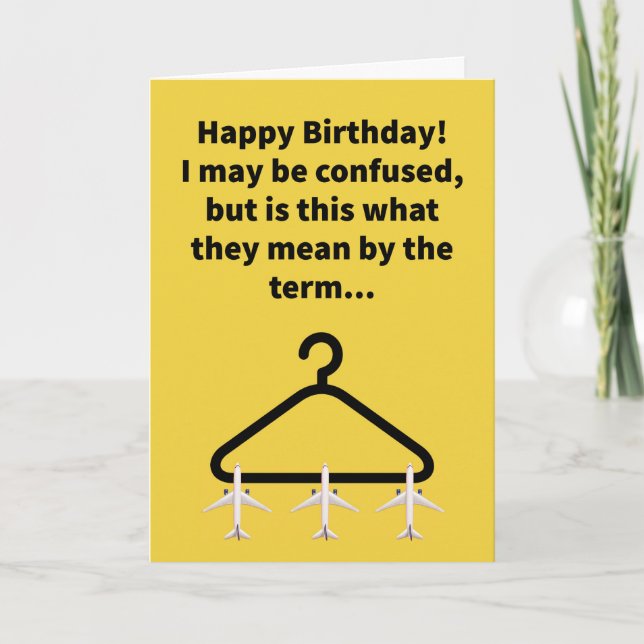 Funny Pun Airplane Hanger Happy Birthday Card (Front)