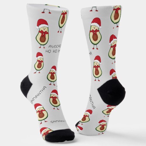 Funny Pun Avocado Red Gray Socks
