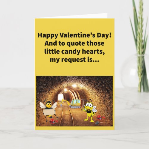 Funny Pun Bee Mine Happy Valentines Day Card