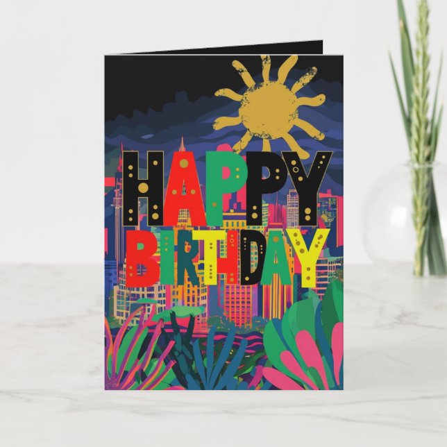Funny Pun Birthday Wishes City Theme Greeting Card (Front)
