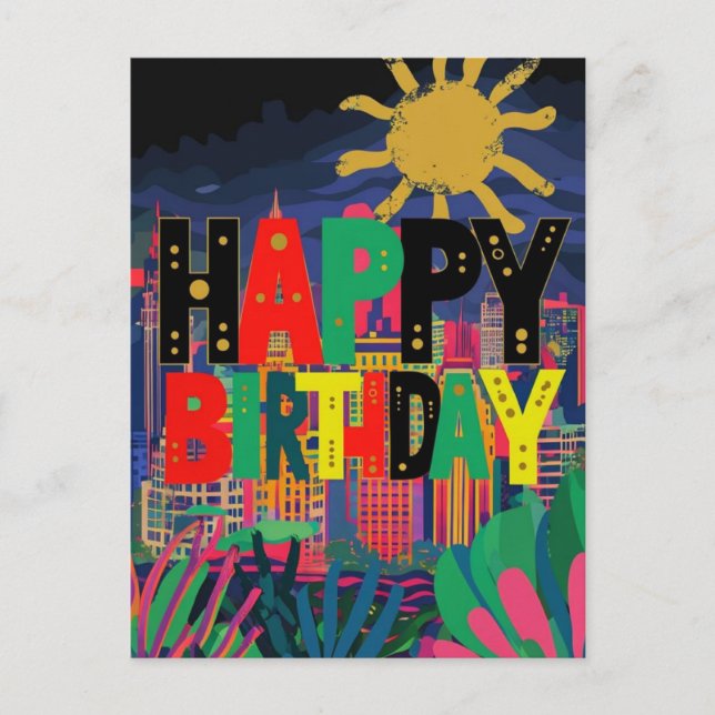 Funny Pun Birthday Wishes City Theme Postcard (Front)