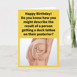 Funny Pun Butt Quack Happy Birthday Card