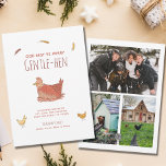 Funny Pun Chicken Christmas Photo Collage Holiday Card<br><div class="desc">The perfect funny chickens Christmas card for your chicken loving friends, this silly Christmas chicken pun photo card is super cute and sure to make someone laugh. Pun reads, "God Rest Ye Merry Gentle-Hen" and features cute illustrated hens and chicks. Upload three family photos onto the back side! A fun,...</div>