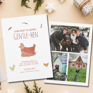 Funny Pun Chicken Christmas Photo Collage Holiday Card