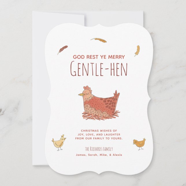 Funny Pun Chicken Christmas Photo Holiday Card (Front)