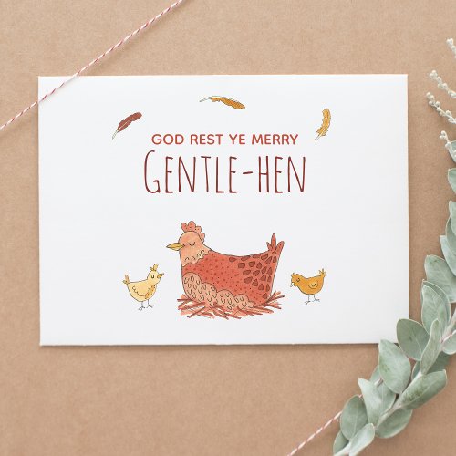 Funny Pun Chicken Christmas Photo Holiday Postcard