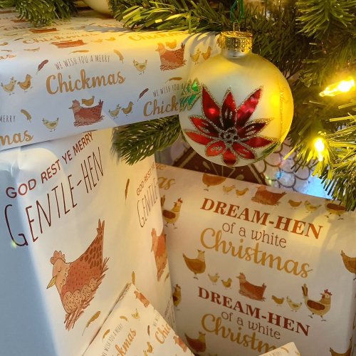 Funny Pun Chicken Christmas Wrapping Paper Sheets