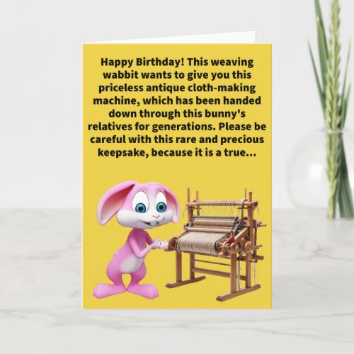 Funny Pun Family Hare Loom Happy Birthday Card