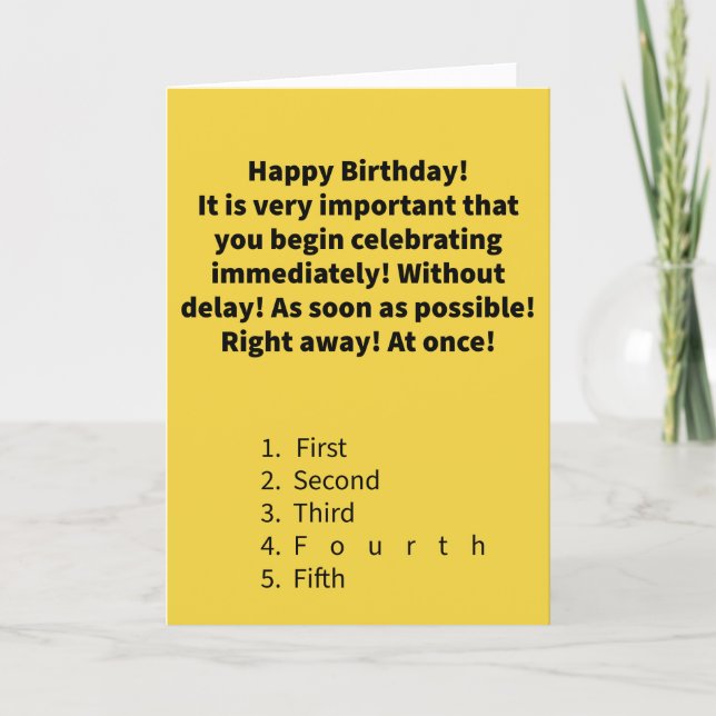 Funny Pun Fourthwidth Happy Birthday Card (Front)