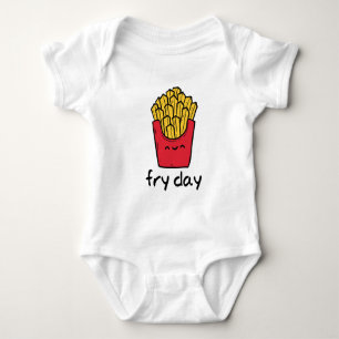 Funny pun Friday happy french fries cartoon Baby Bodysuit