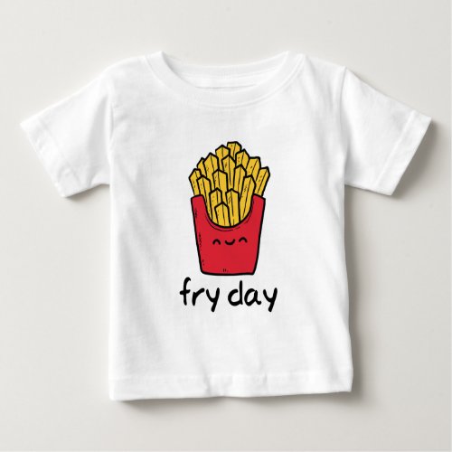 Funny pun Friday happy french fries cartoon Baby T_Shirt