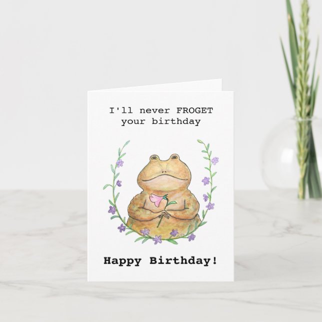 Funny Pun Frog I'll never forget your birthday  Card (Front)