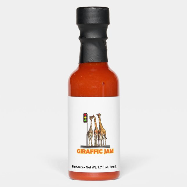Funny Pun Giraffe Jam  Hot Sauces (Front)