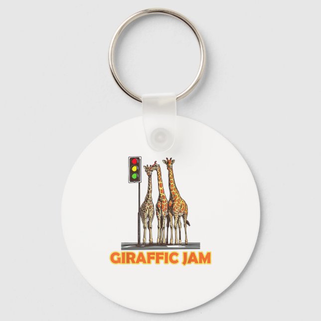 Funny Pun Giraffe Jam  Keychain (Front)