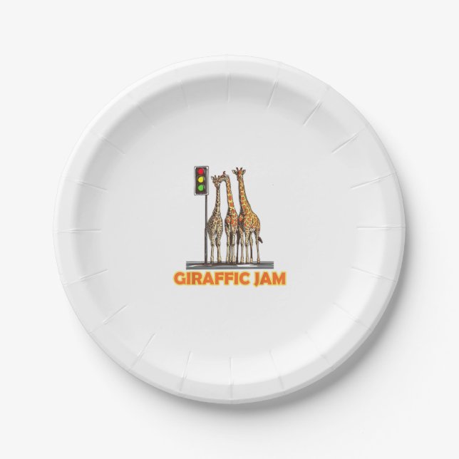 Funny Pun Giraffe Jam  Paper Plates (Front)