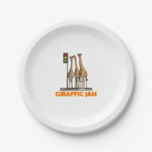 Funny Pun Giraffe Jam  Paper Plates
