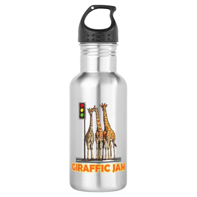 Funny Pun Giraffe Jam  Stainless Steel Water Bottle (Front)