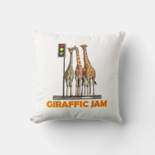 Funny Pun Giraffe Jam  Throw Pillow
