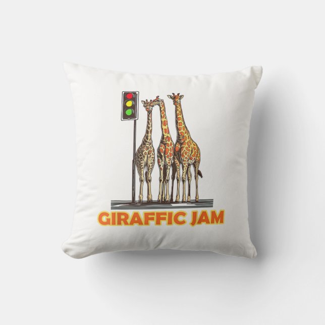Funny Pun Giraffe Jam  Throw Pillow (Front)