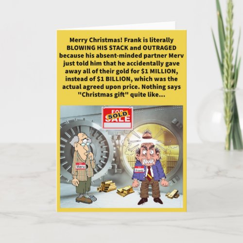 Funny Pun Gold Frank Incensed and Merv Christmas Card