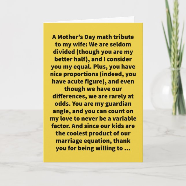 Funny Pun Happy Mother's Day Math Card (Front)