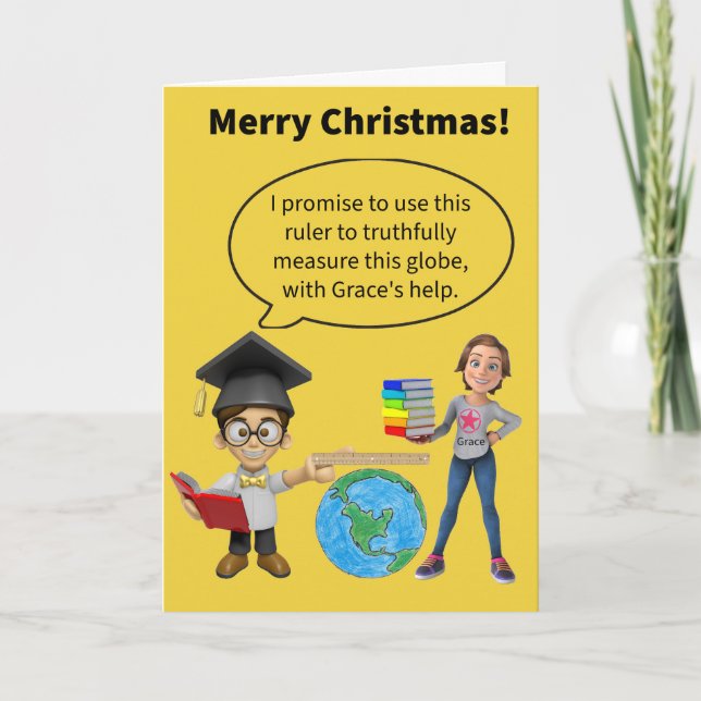 Funny Pun He Rules the World Merry Christmas  Card (Front)