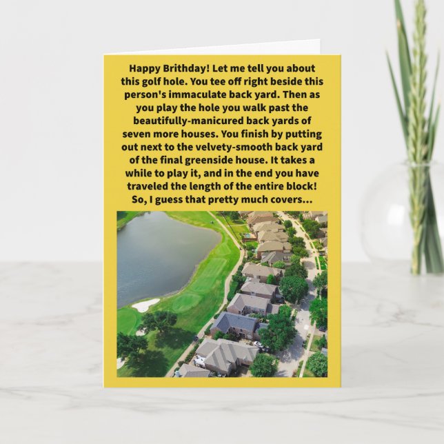 Funny Pun Hole Nine Yards Happy Birthday Card (Front)