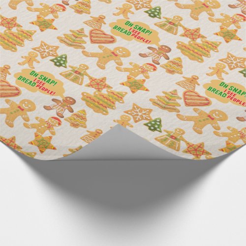Funny Pun I See Bread People Gingerbread Christmas Wrapping Paper