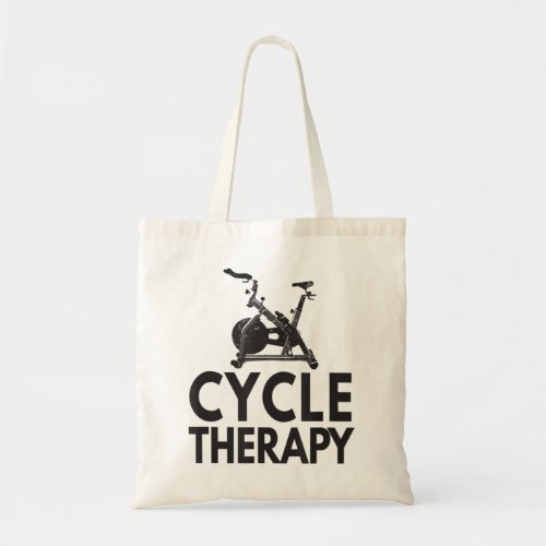 Funny Pun Indoor Spin Class Cycle_Therapy Cycling Tote Bag