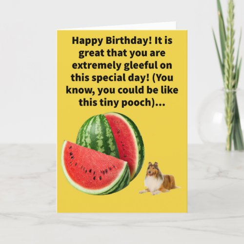 Funny Pun Melon Collie Happy Birthday Card
