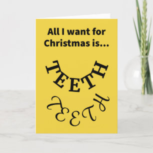 Funny Pun My Two Font Teeth Merry Christmas Card