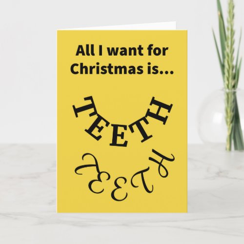 Funny Pun My Two Font Teeth Merry Christmas Card
