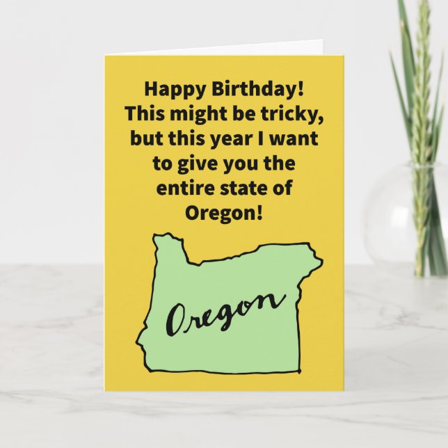 Funny Pun Oregon Donor Happy Birthday Card (Front)