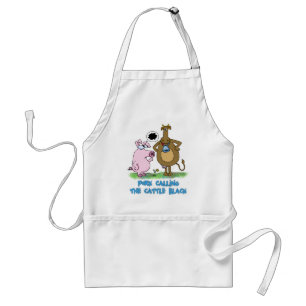 Funny Pun - Pork Calling The Cattle Black Adult Apron